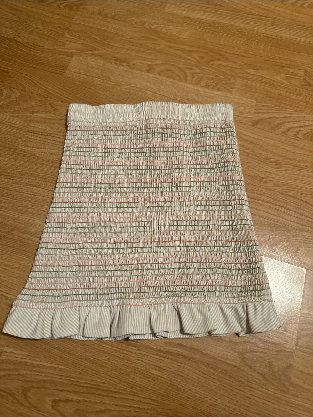 Stories Smocked Mini Skirt with Pastel Stripes